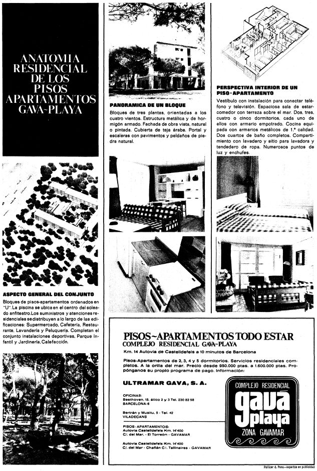 Anuncio de los actuales apartamentos TORREON de Gav Mar publicado en el diario LA VANGUARDIA (21 de Abril de 1968)